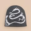 Autumn and winter retro contrasting color dragon jacquard knitted hat men and women warm personality street outdoor hip hop pullover hat