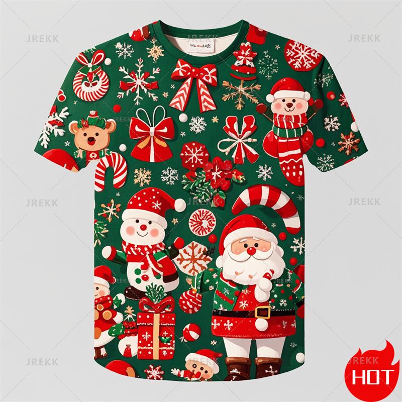 Ny Mode 3D Print Glædelig Jul T-shirt Til Mænd Afslappet Kortærmet T-shirts Unisex Jul Grafiske T-shirts Herretøj Tee