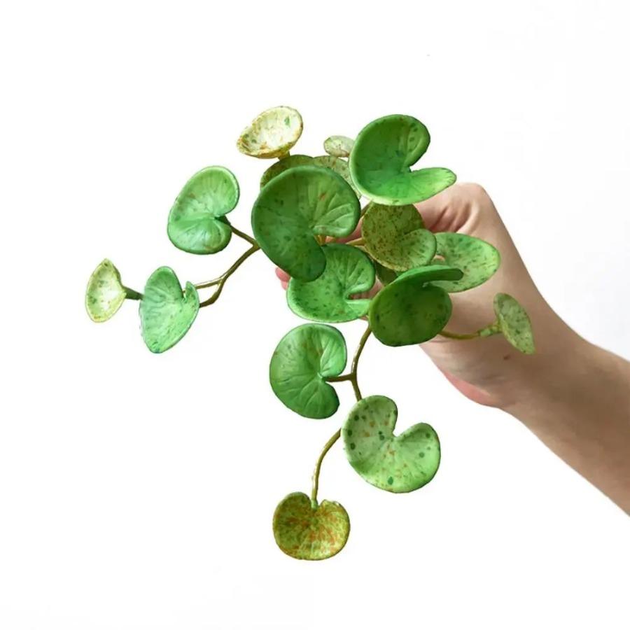 Soft Glue Artificial Plant Green Plants Wall Faux Copper Coin Grass Home Office Wall Hanging Succulent Plants Leaves Home Office
