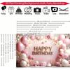 2D flat 1pc rose gold birthday party background, polyester material, festival celebration, birthday, party celebration,