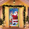 Colorful Christmas Door Casing Stretchy Fabric Curtain 200x90cm Festive Hanging Cloth Sticker For Holiday Season Home Decoration