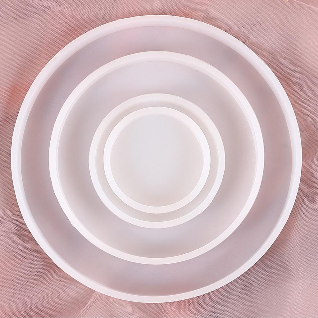 Round Resins Tray Moulds for Epoxy Resins Jewelry Tray Candle Holders Gypsum Silicones Moulds for Home Decoration