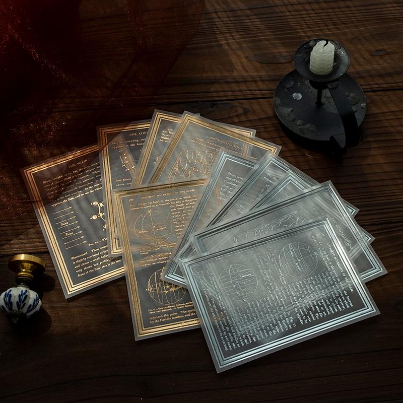 Shining Starry Sky Gold & Silver Hot Stamping Stickers: Sulfuric Acid Paper Sheets for Music, Tickets, Letters, Diaries, and Collages