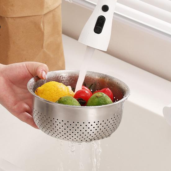 Stainless Steel Microporous Colander, Dishwasher Safe Salad Mixing Bowl Rice Washer, Vegetables Fruits Rice Washing Food Strainer Basket