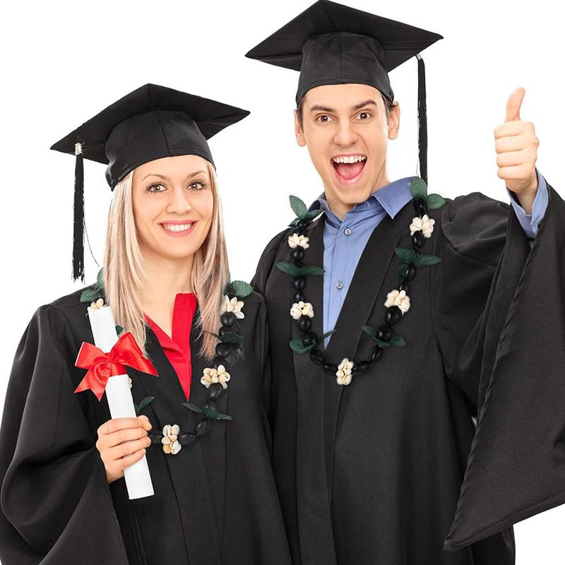 

Hawaiian Beads Necklaces With Ribbon Bow Graduation Kukui Nut Lei Necklace Acrylic Shells Beads Necklace Jewelry