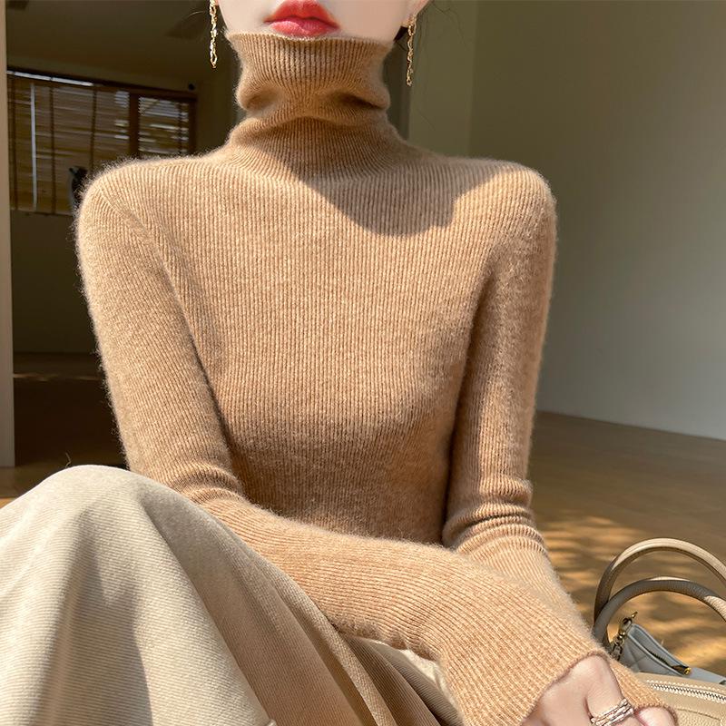 Women's Turtleneck Slim Fit Pullover Knit Sweater, Long Sleeve, Autumn/Winter Collection