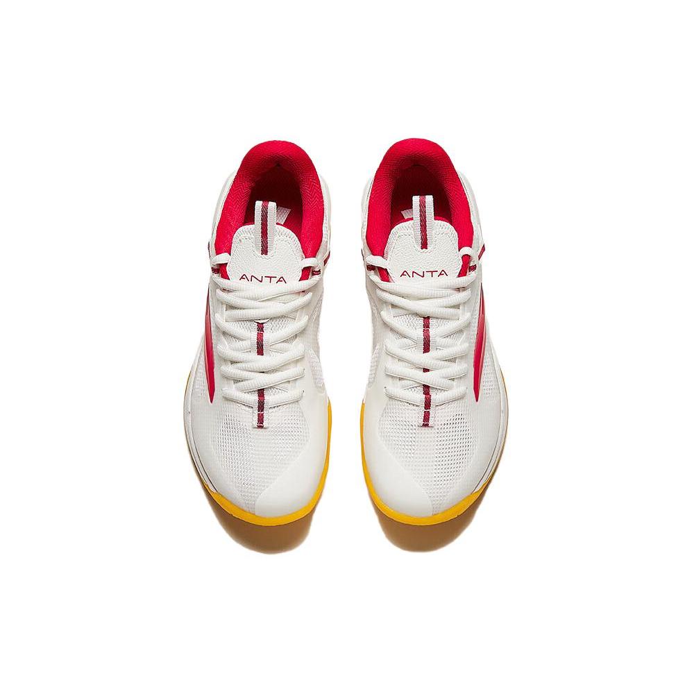 New Anta Cushioning Wear Resistant Low Top Badminton Shoes Women's White Red 922424401-3
