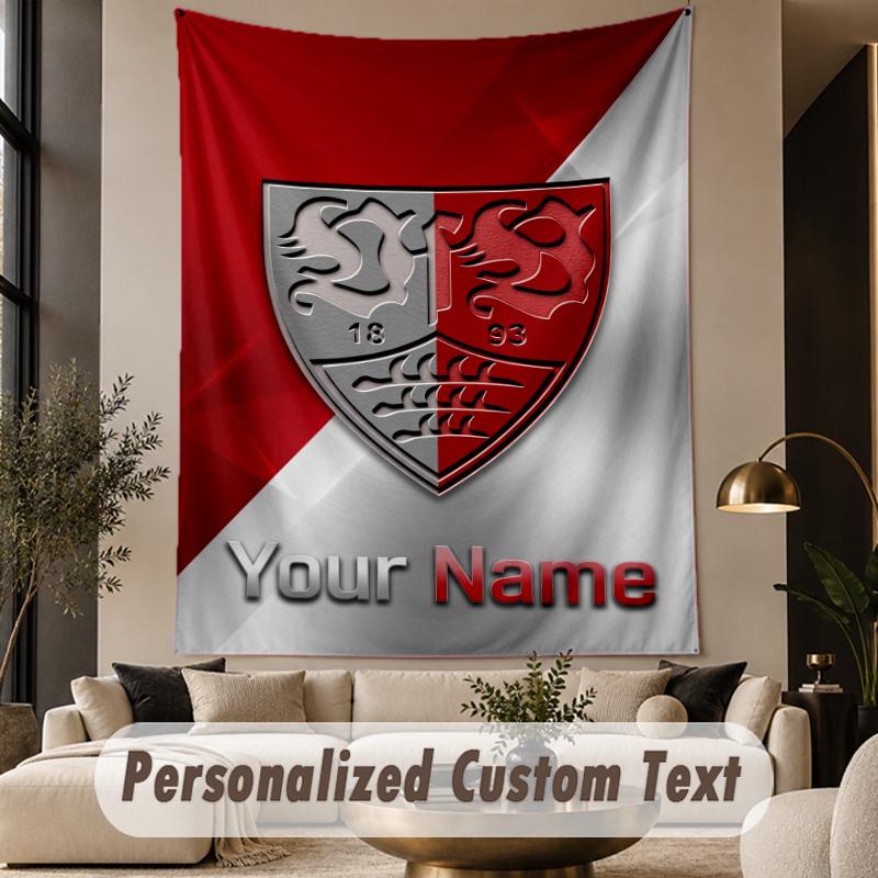 Custom Text Tapestry VfB Stuttgart FC Print Wall Tapestry Indoor Living Room Wall Decor