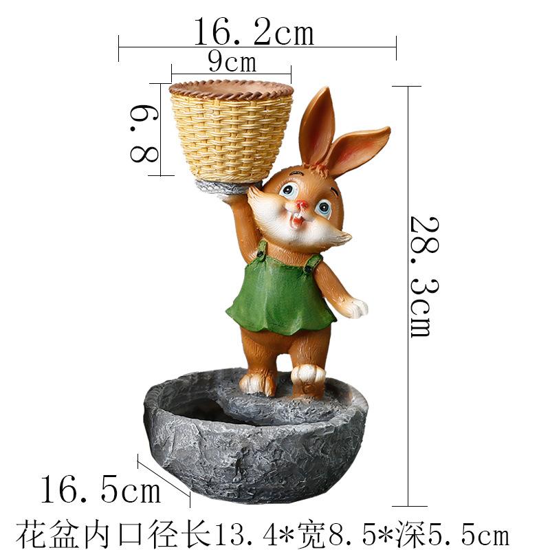 Resin Cartoon Animal Simulation Rabbit Succulent Green Plant Flower Pot Ornament Courtyard Outdoor Garden Ornament