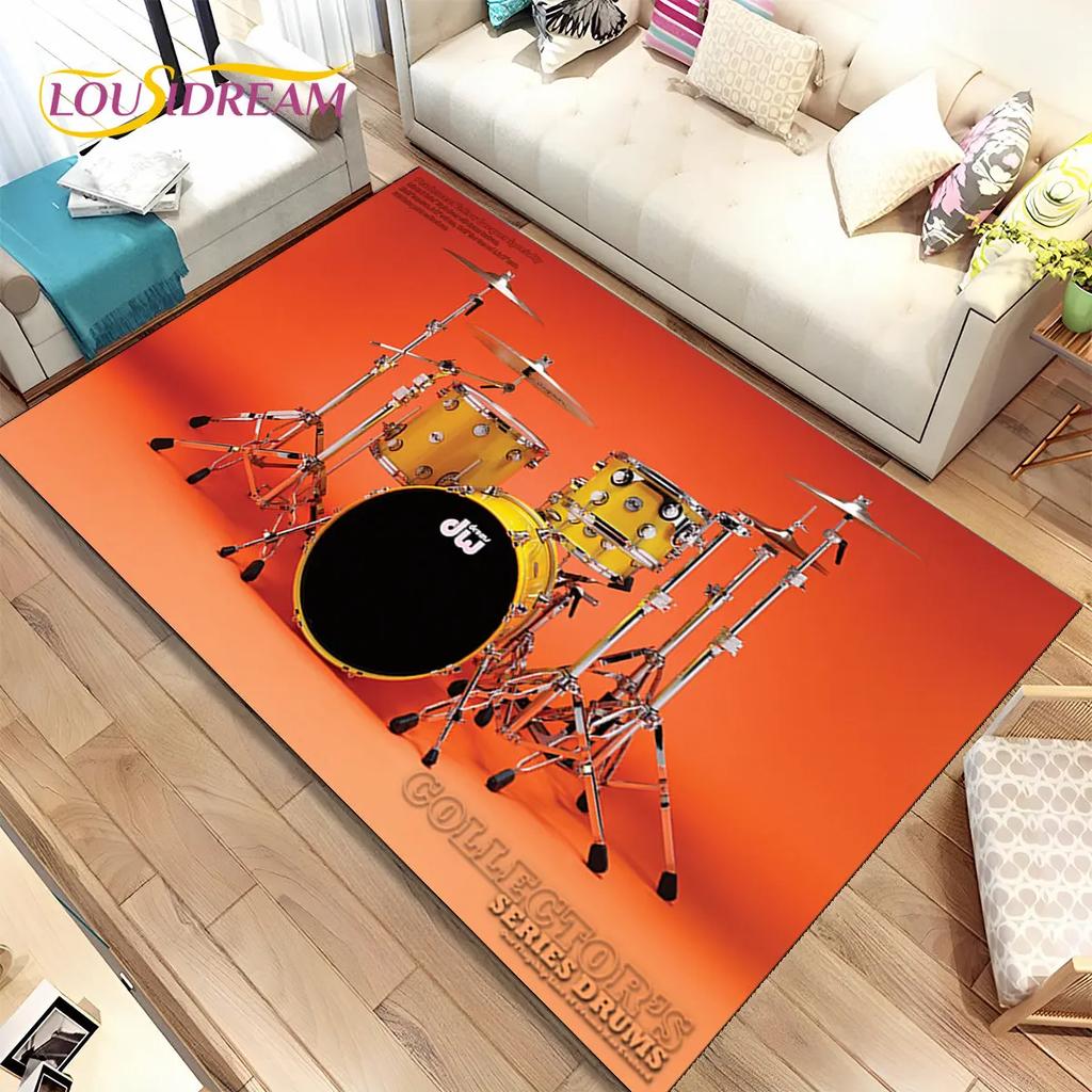 Drum Kit Music Drum Set Instruments Area Rug,Carpet Rug for Home Living Room Bedroom Sofa Doormat Decor,kids Non-slip Floor Mat