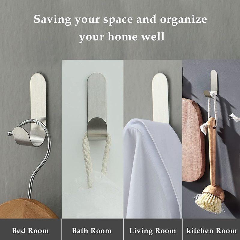Set di 4 ganci da parete adesivi in acciaio inossidabile, nessun bisogno di forare, ganci per strofinacci/asciugamani per cucina e bagno - Nero | Leroy Merlin