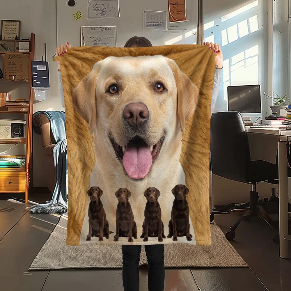 1Pc Labrador Dogs Print Flannel Blanket, High quality Comfortable for All Seasons, Home Decor, Warmth and Comfort, Perfect for Gifts