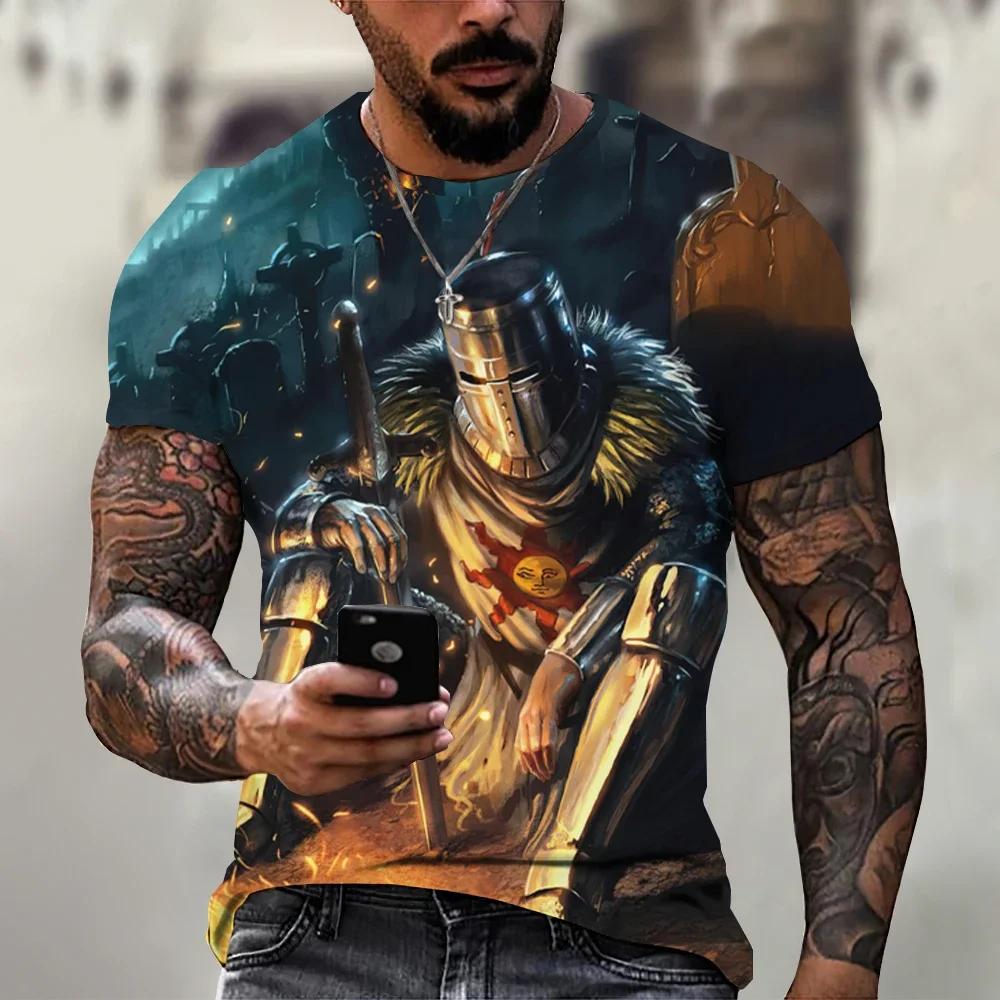 Summer Fashion Templar 3D Printed Men's T-Shirt Street Harajuku Cross Tshirt for Men Short Sleeve Oversized Tshirt Vintage Tops
