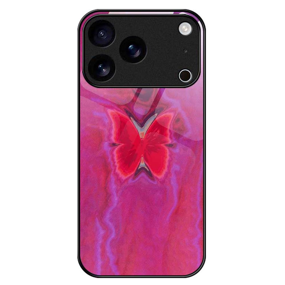 For iPhone 17 Pro Max Case TPU PC Tempered Glass Pattern Printing Phone Back Cover