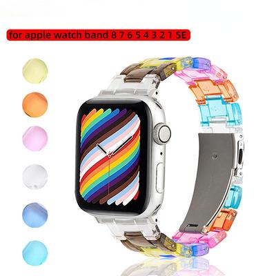 Harz Regenbogen Transparent für Apple Watch Band 44mm 45mm 38 40mm 42 41mm 49mm 44 45 Strap Bracele iWatch Serie 8 7 6 SE 5 4 3 2 Band