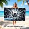 Soccer Theme Beach Towel Personalized Custom Name & Text Soft Quick Dry Beach Towel for Swimming Travel