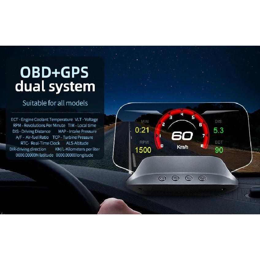 C3 Navigation Mirror  HUD Car Head up Display with OBD2 HD GPS Navigation Bluetooth Windshield Speed Projector Security Alarm
