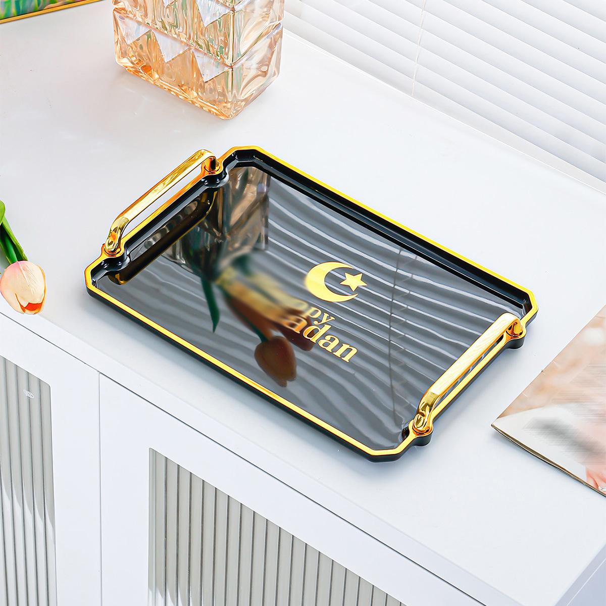 Small&Large Serving Tray with Handles Valet Tray Plastic Serving Tray for Party Kitchen Bathroom Dessert Table Cupcake Display