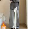Curved Pocket Glutinous Rice Pants for Women's New Autumn and Winter Slim and Lazy Straight Pants Casual Plus Velvet Wide-leg Pants
