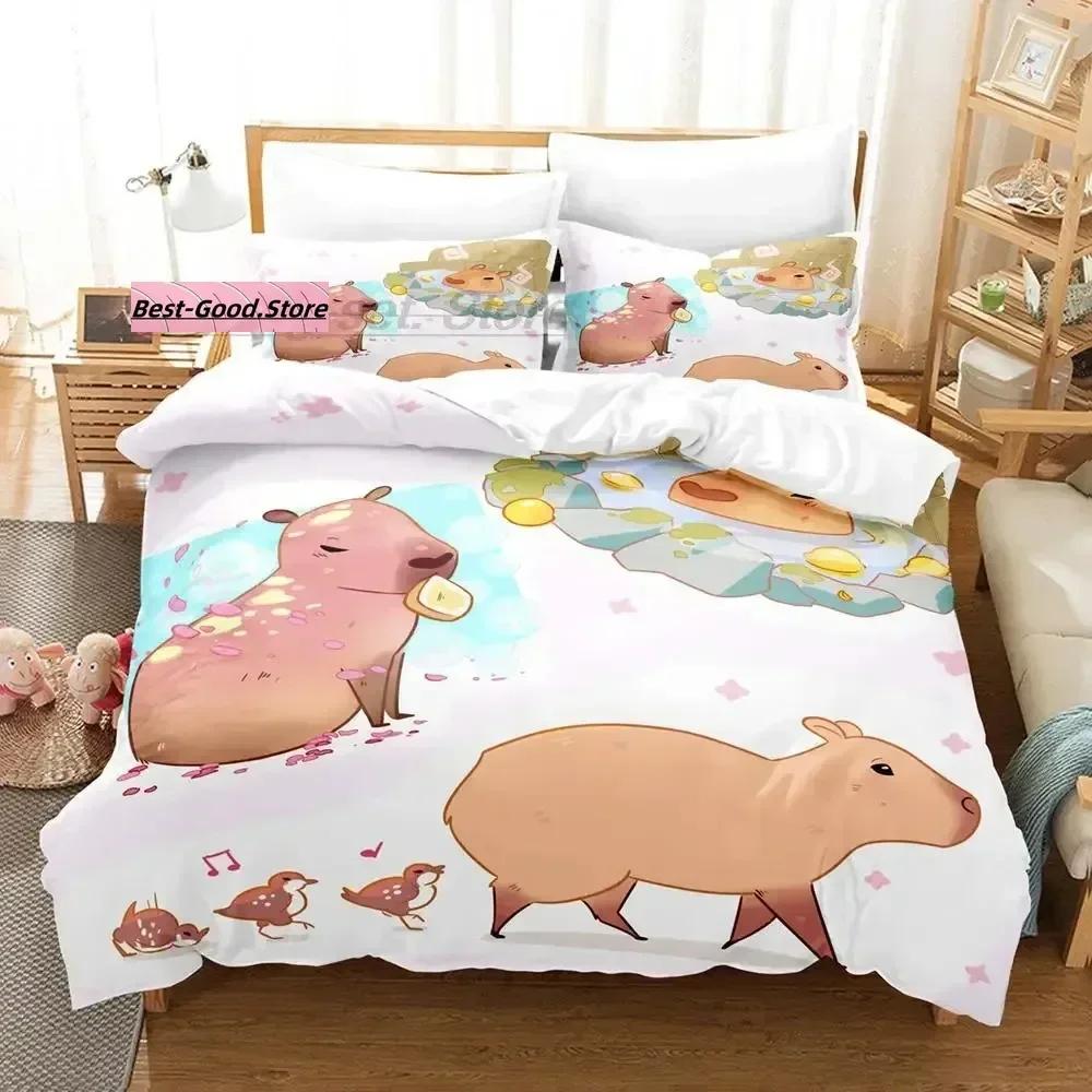 

Top Capybaras Bedding Set Single Twin Full Queen King Size Bed Set Aldult Kid Bedroom Duvetcover Sets 3D Anime Bed Sheet Set 70x133cm 2pcs