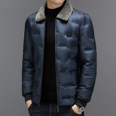 Winter New Fashion Men's Loose Jacket Dad's Cotton Coat Casual Small Fur Collar Cotton Coat