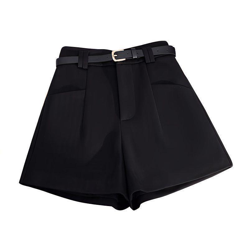 Women's High-Waisted A-Line Woolen Shorts, Autumn/Winter 2025 - Slim Fit, Versatile, Wide-Leg Design with 1 Pocket
