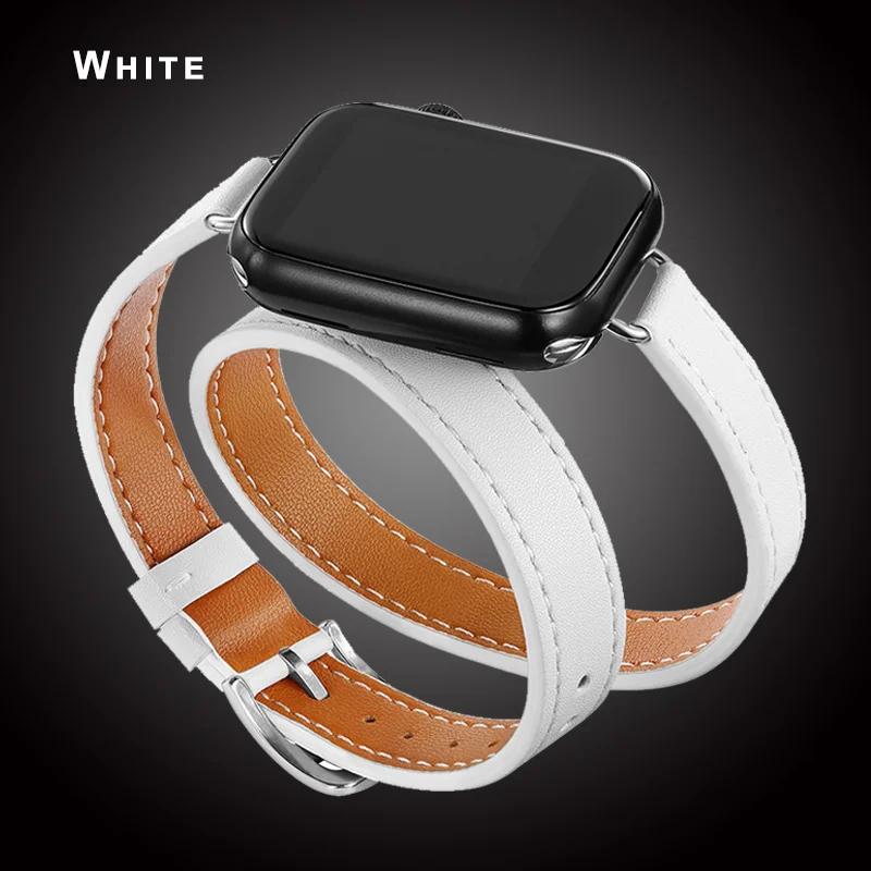 For Apple Watch Band 40 41mm Double Tour Leather Strap 45/46 42 44mm Series10 9 8 7 6 Se 5 4 3 2 for Iwatch6 38mm Fashion Correa