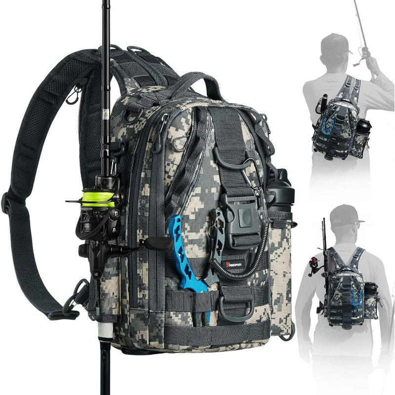 Cross-Border Waterproof Fishing Gear Backpack: Lightweight, Single-Shoulder Bag with Rod Strap & Storage Rack.