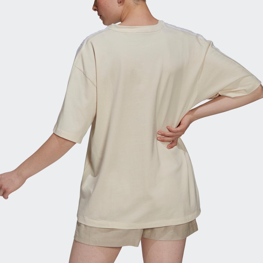 adidas Originals Loose T-Shirt Sports Round Neck Short Sleeve Women Tops Off-White GM5380