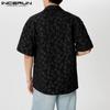 INCERUN Summe Men T-shirts Floral Crochet Short Sleeves Casual Tops