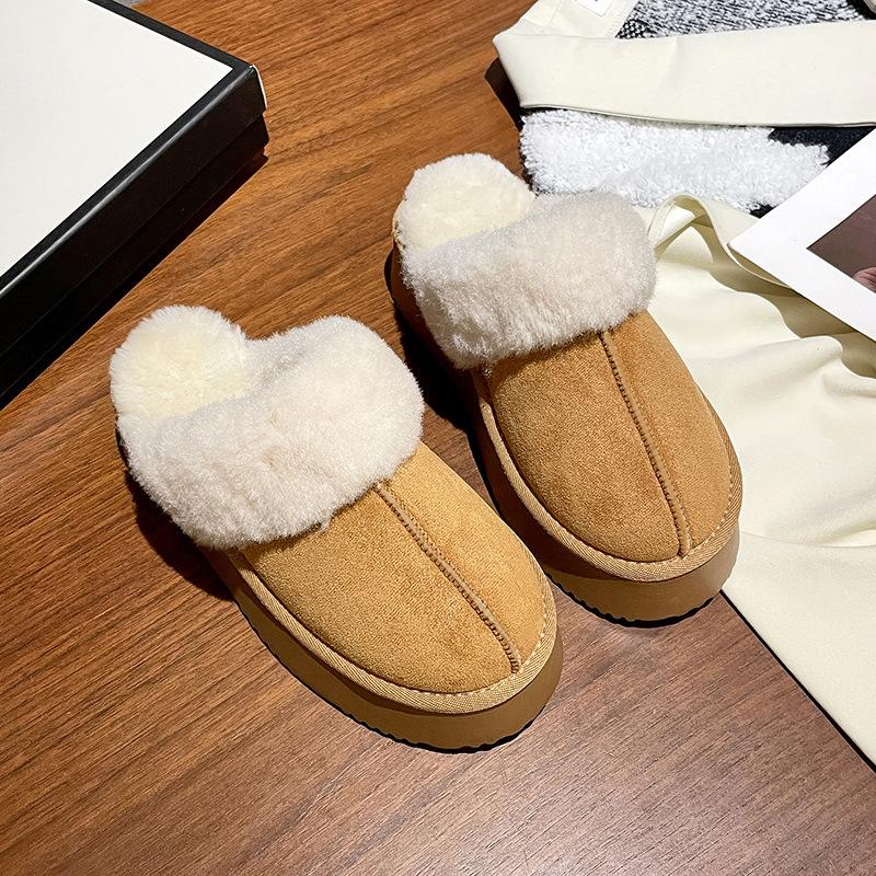 

Foreign trade large size thickened fluff mop 2024 autumn and winter explosion thick bottom fashion versatile velvet warm snow boots women 43 малиновий