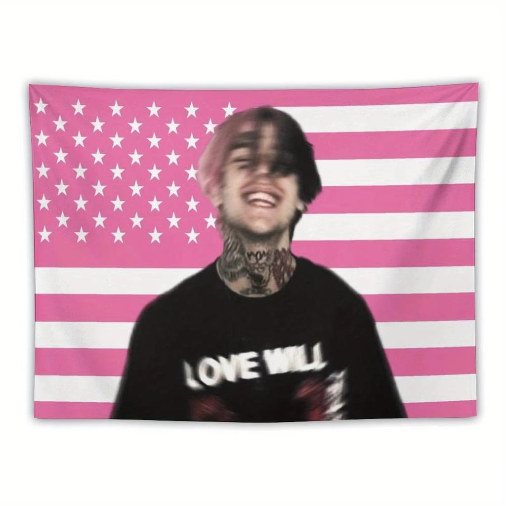 Tapiz de Bandera de Lil Peep Tema USA Arte de Pared Hipster Colgante de Pared Decorativo para Dormitorio Habitación de Estudiantes Sala de Estar Mesita de Noche Decoración del Hogar