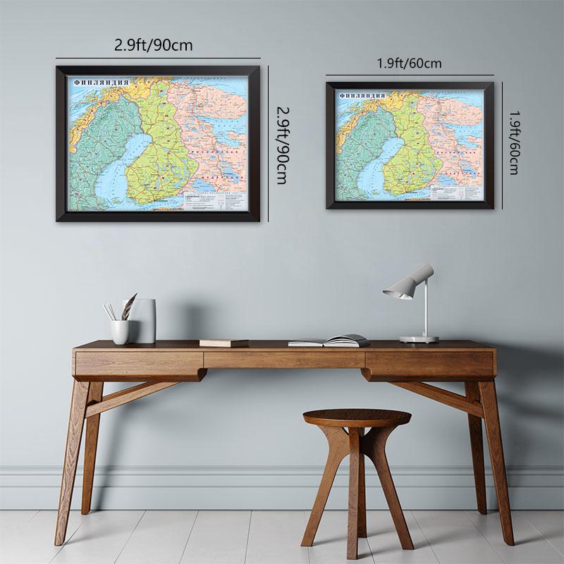Finland Map City Map In Russian Language Map Canvas Painting Wall Art Poster Home Decoration