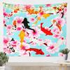 Japanese Style Tapestry Traditional Retro Theme Tapestry Wall Hanging Koi Fish Print Wall Tapestry Cherry Blossom Wall Art For