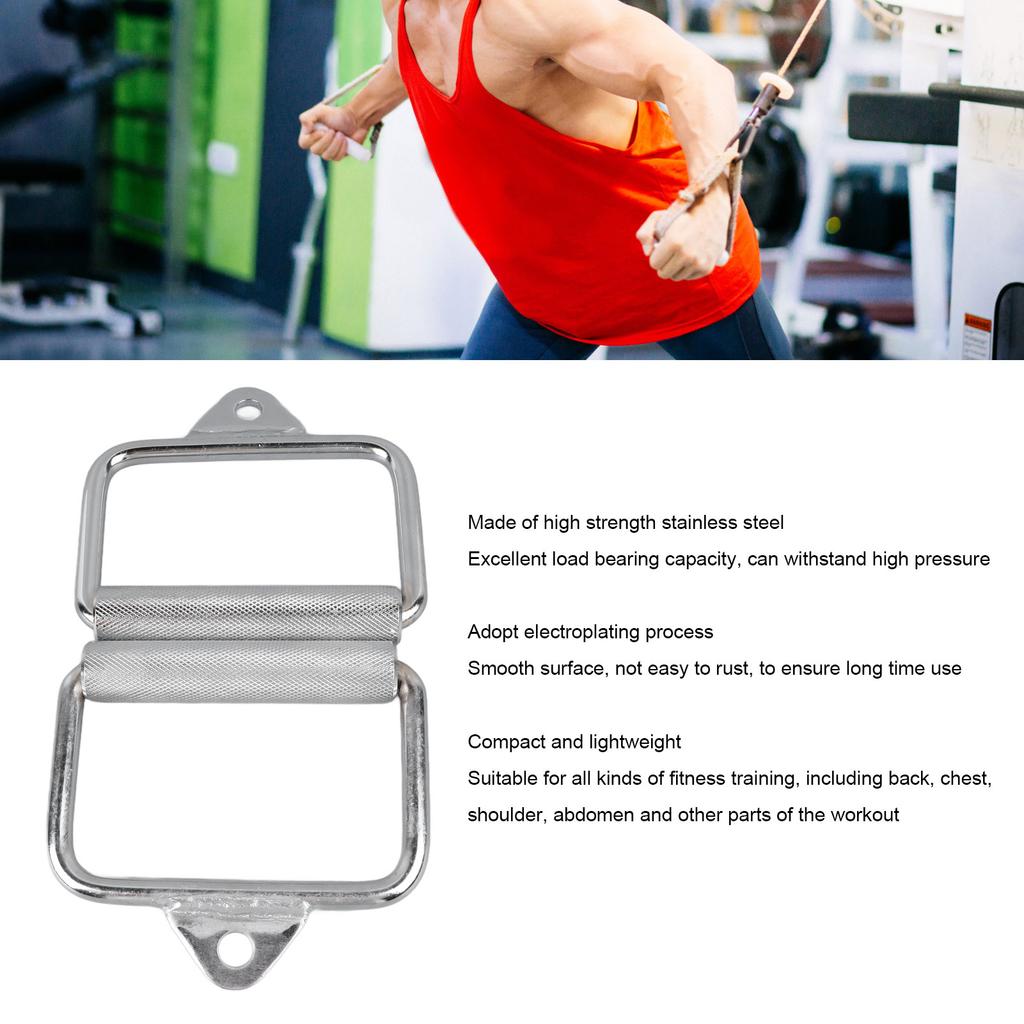 2PCS Gym Exercise Pull Handle Stainless Steel Electroplated D Row Handle Cable Attachment for Fitness Workout Cable Machine Accessories