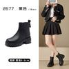 Autumn and winter leather high-heeled Martin boots women's platform short boots retro slim knight boots British versatile medium women's boots