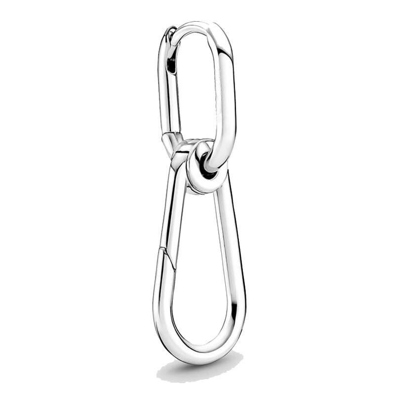 Authentic 925 Sterling Silver Pave Link ME Cool Banana Moon Power Light Me Up Hoop Earring For Women Birthday Gift Jewelry