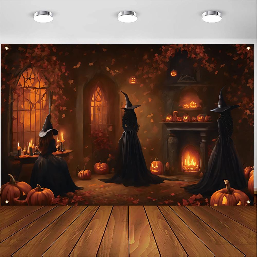Halloween Decorative Banner Witch Bat Jack O Lantern Photography Background Cloth Happy Halloween Horror Thriller Party 150x100cm