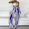 Fashion Women's Tube Top Mesh Pants Printed High Waist Split Sexy Swimsuit Bikini