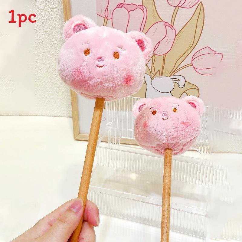 Cream Bear Cartoon Plush Massage Hammer Embroidery Design Suitable Kids For