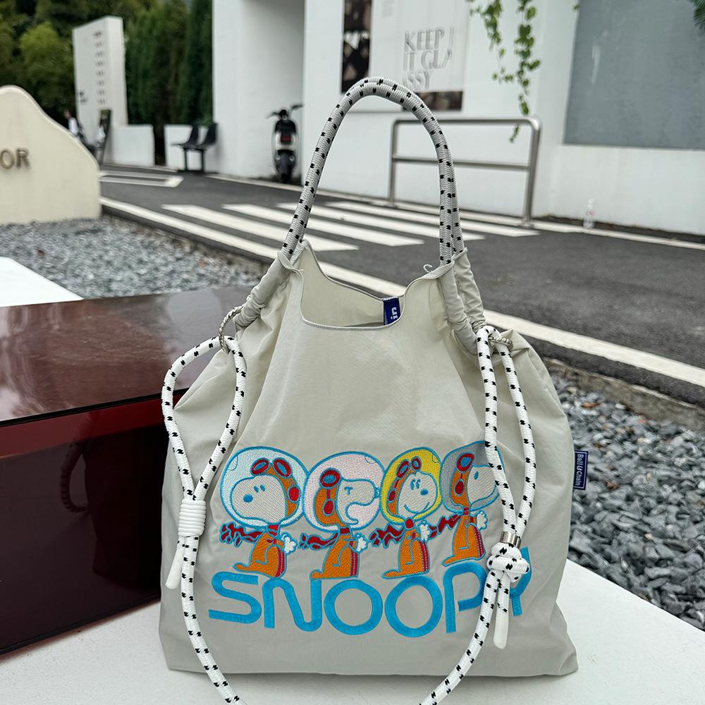Japanese Style Handmade Waterproof Nylon Canvas Bag with Embroidered Patterns, Large Capacity