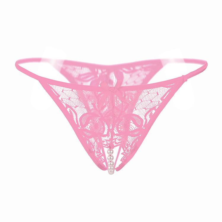 Lace Low-Waist Open Crotch Panties - Ultra-Thin Transparent Mesh Thong for Women