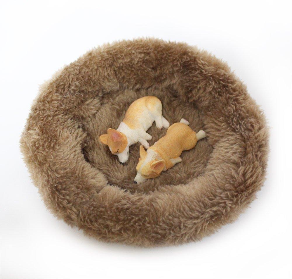 

(moin moin) Fluffy Dog Figurine Magnet with Bed, Realistic and Lifelike (Two Sleeping Corgis (Red))