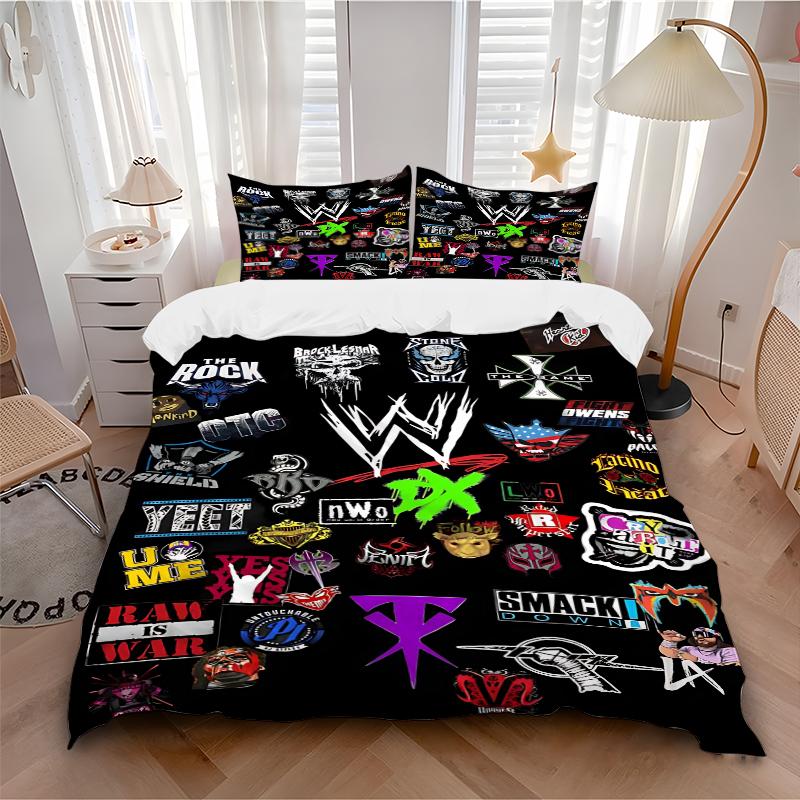 3-teilige WWE Legends Bettwäsche-Sets für alle Größen Neue 3D-bedruckte Bettdecke Bettbezug Kissenbezug Schlafzimmerdekoration