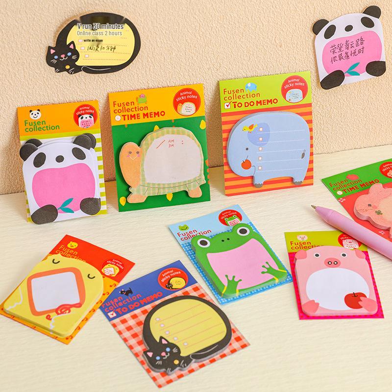 Koreanischer Cartoon Zoo Tier Notizblock - Niedliche Abreiß-Haftnotizen für Studenten