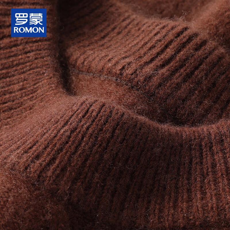 Romon Men's 100% Pure Wool Thickened Semi-High Collar Sweater