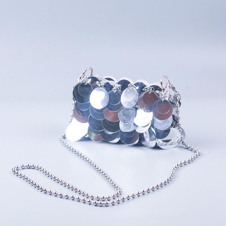 

Женская сумка для телефона через плечо, блестящая, ручной работы серебряный