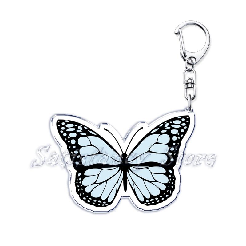 Beautiful Lavender Flower Monarch Butterfly Keychains Ring for Accessories Bag Butterflies Pendant Key Chain Jewelry Fans Gifts