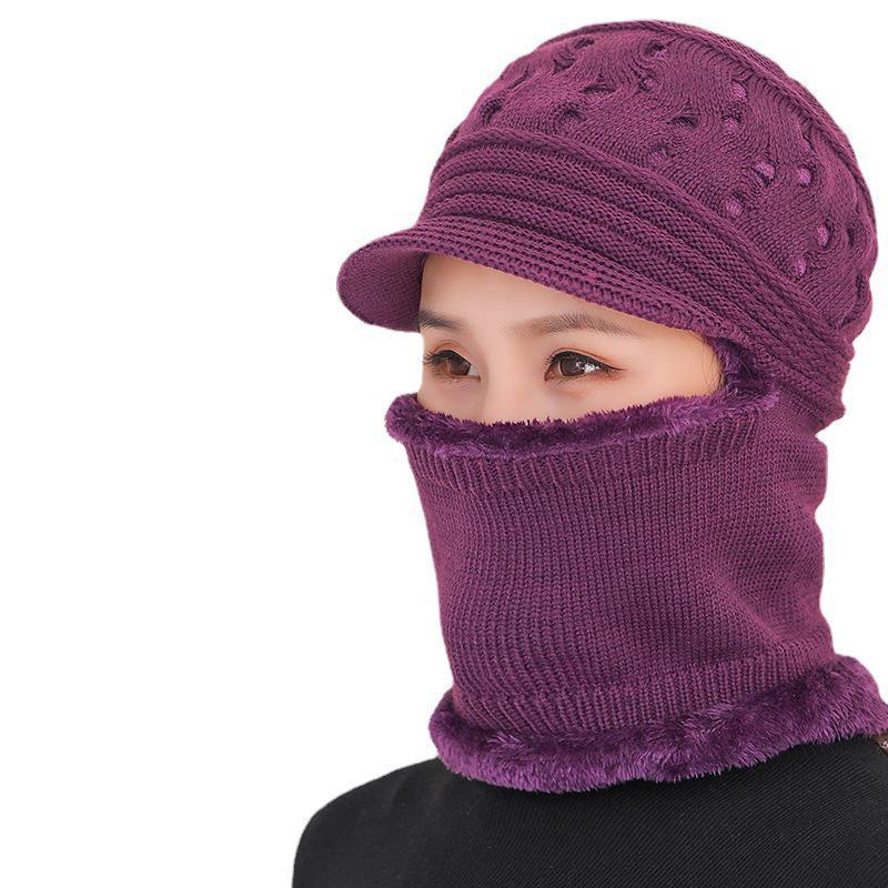 Zimní nylonové pletené čepice pro ženy: Teplá ochrana pro matky středního a staršího věku, ideální pro venkovní cyklistiku