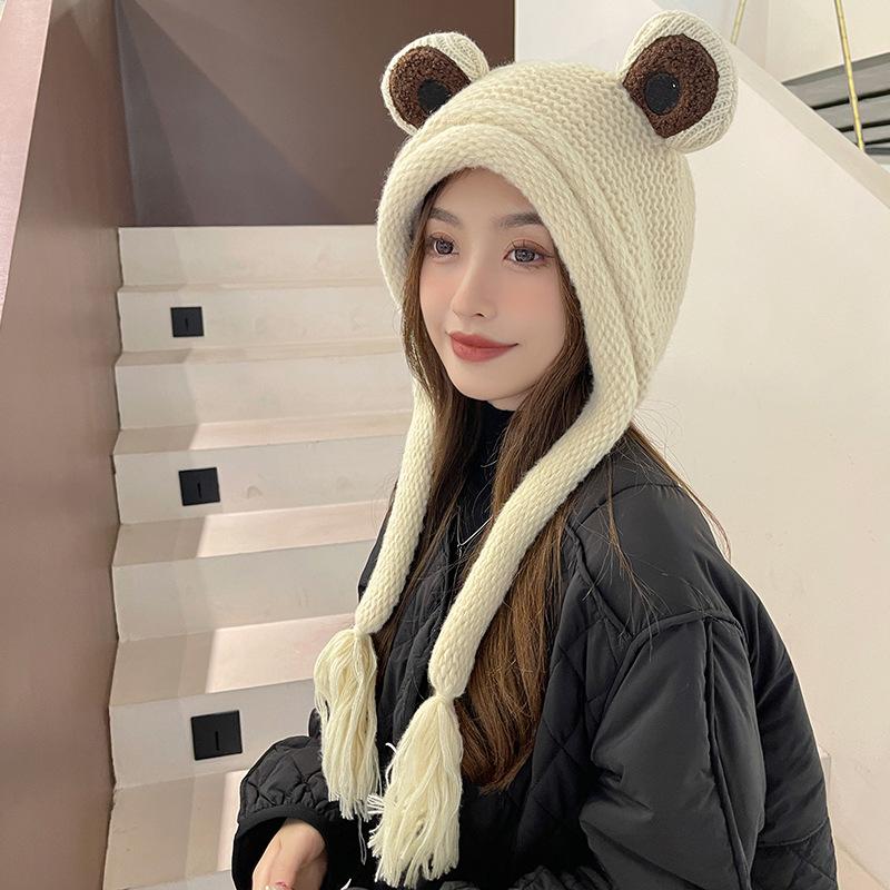 Frog Knitted Wool Hat Women Winter Cute Ear Bag Head Cover Cuckold Ear Protection Warm Ear Cup Autumn and Winter Students